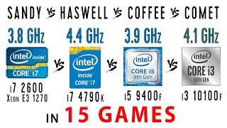 i7 2600 (Xeon E3 1270) vs i7 4790k vs i5 9400f vs i3 10100f in 15