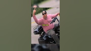 Harley rider gets mad at guy on sport bike and tries to push him 😤