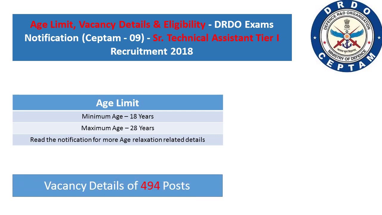 Download Result - DRDO (Ceptam -  09) - Sr. Technical Assistant Tier I- Updated on Feb 2019