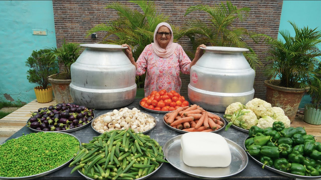 1 GRAVY 8 VEGETABLES RECIPE | Colourful Vegetables Cooked In Handi |  Village recipes | Village food