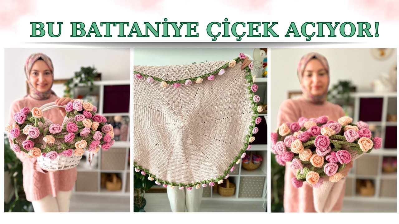 ÖRGÜ GÜL BUKETİ BATTANİYE YAPIMI // En Anlaşılır Tarif