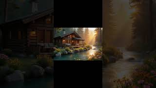 Cozy Log Fire Pit Cabin Cottage River And Nature Sounds for #Soothing #Relaxation #Sleep