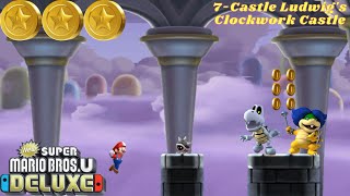 [New Super Mario Bros. U Deluxe]  7-Castle Ludwig's Clockwork Castle All 3 Star Coins 100%