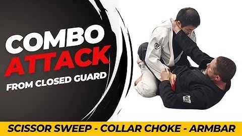 A 1-2-3 combo attack using the Scissor sweep!!  Then chain it to a Collar Choke or Armbar attack!!