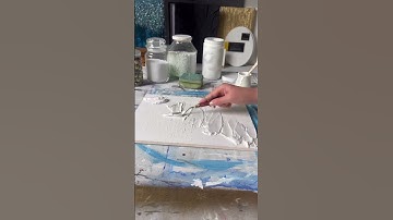 Mixed media minimalist painting with texture paste and foam balls #texturedart #mixedmediaart #3dart