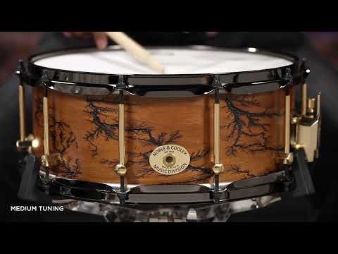 Noble & Cooley 14x6 Solid Shell Classic Cherry Fractal Snare Drum - Natural Satin (FGSS146BFRAC)