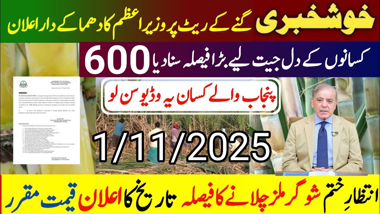 Sugarcane Rate in Pakistan 2025 