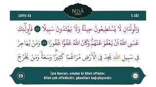 Diyanet Ok Takipli Hatim 5. Cüz - Kur'an-ı Kerim 93. Sayfa - Nisâ Suresi 95-101. Ayetler