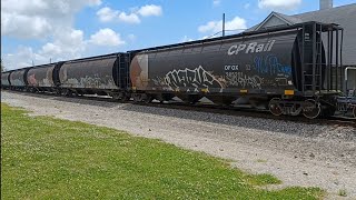 NS 142 and 189 clear Eaton with UP and BNSF power and interesting cars with @the-terrible63