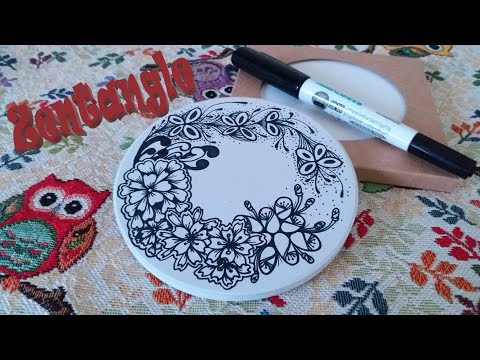 【Zentangle】禪繞畫#20 陶瓷吸水杯墊(3):手繪一個獨一無二屬於自己的杯墊