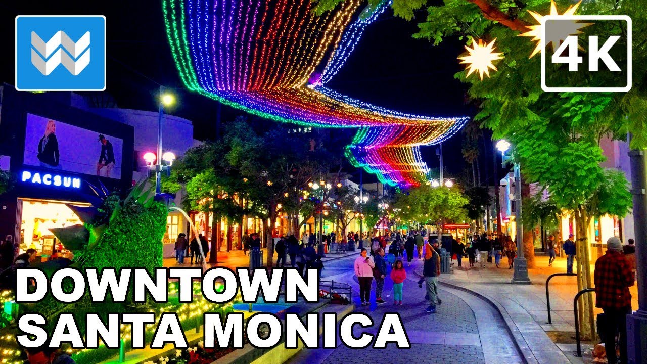 ⁣Christmas Walking Tour from Santa Monica Pier to 3rd Street Promenade | LA 【4K】