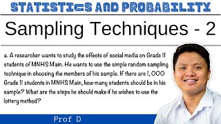 Sampling Techniques | Statistics and Probability | Part 2 | @ProfD