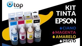 Kit Tinta Epson Preto Black | Amarelo Yellow | Vermelho Magenta | Azul Ciano | 4x 70ml Kit Tinta Epson Preto Black | Amarelo Yellow | Vermelho Magenta | Azul Ciano | 4x 70ml