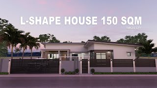 L-Shape Bungalow House Design