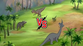 Red Claw, Screech And Thud Vs Grandpa Longneck And Mr Three Horn | Land Before Time (2008)