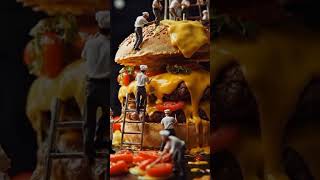 🍔 Giant Burger Factory | Tiny Workers Build the Ultimate Burger! 😱🍟#MiniatureWorld #BurgerFace