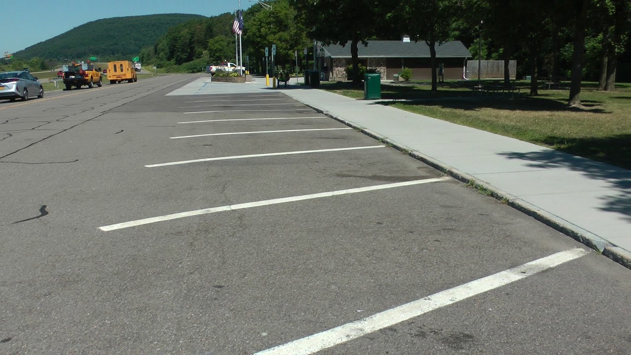 New York State texting zone rest stop area along I-86 in Steuben County, NY