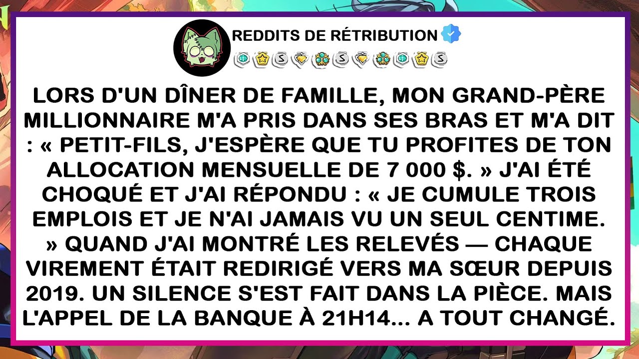 Lors d'un dîner de famille, mon grand-père millionnaire m'a serré dans ses bras et m'a dit : « Petit