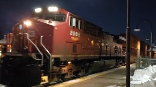 NIGHT TRAINS CP Eastbound Mixed Freight and Stacks at Pointe Claire EXO Station