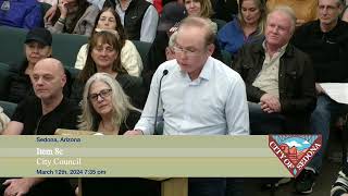 Bill Noonan testifies against the City of Sedona's Cultural Park Sleeping in Cars