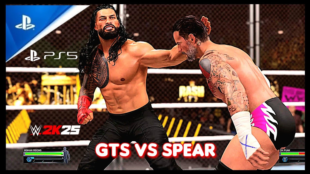GTS vs Spear! 😱 Roman Reigns vs CM Punk Steel Cage Match | WWE 2K25 PS5 Gameplay