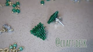 Easy Beaded Stud Earrings (Peyote Triangle)