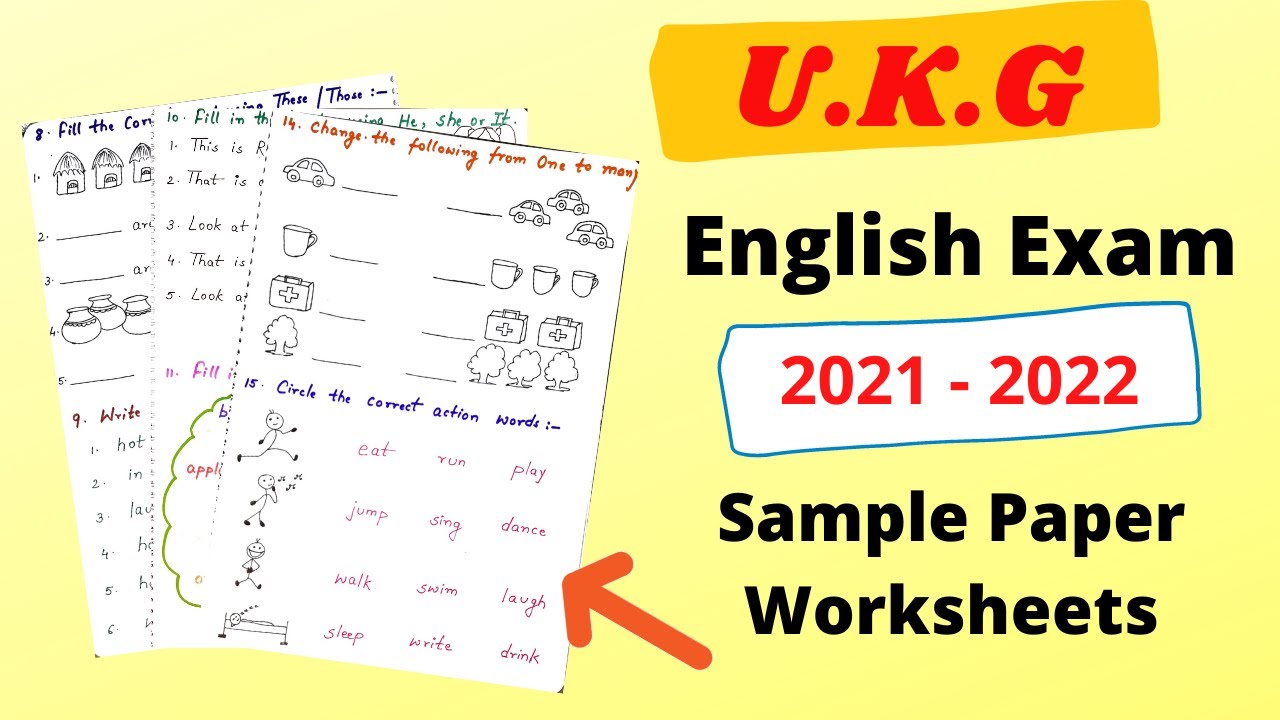 English Question paper format for U.K.G./ Sr. K.G. class UKG English