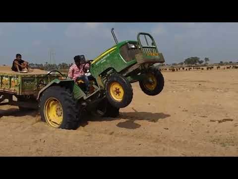 tractor on river sand