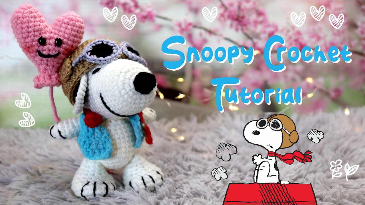 Snoopy with Heart Balloon Crochet Tutorial | FREE PATTERN | Snoopy Amigurumi | Crochet with Aybi