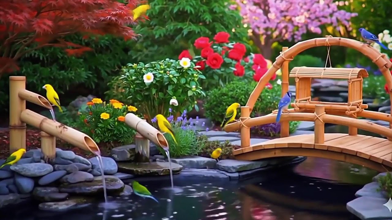 🔴 LIVE 4K Cottage Garden Bird Feeder: Cardinals, Woodpeckers, Song Birds, Bees, Sleep and Flowers