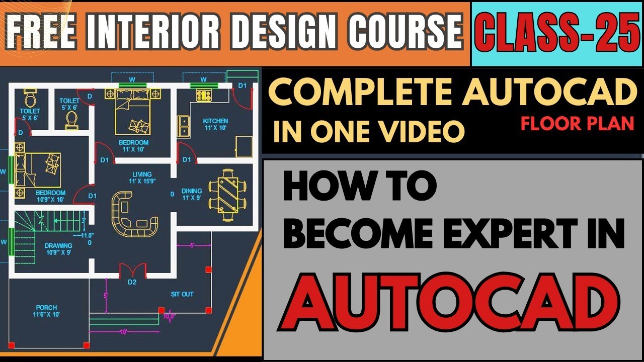 FREE INTERIOR DESIGN COURSE I AUTOCAD PRACTICAL CLASS-25 l ELEMENT OF ...