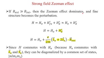 QM 7.05 Zeeman effect (Weak field and Strong field)