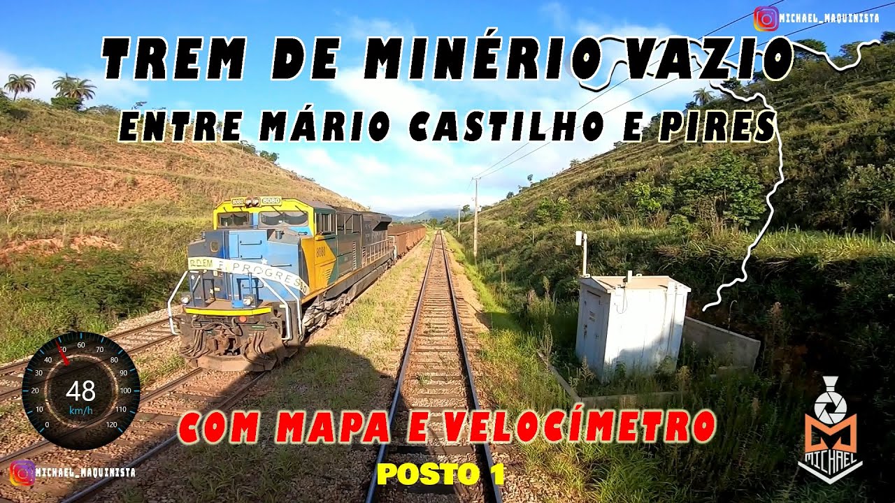 Cabview Trem da MRS Logística S.A. com velocímetro, entre o pátio de Mário Castilho e Pires - MG