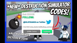 *NEW* DESTRUCTION SIMULATOR CODES! *ALL WORKING* 2019 [Roblox]