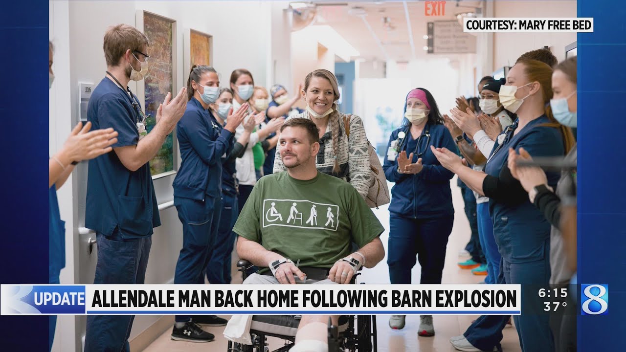 Allendale man hurt during barn explosion returns home YouTube