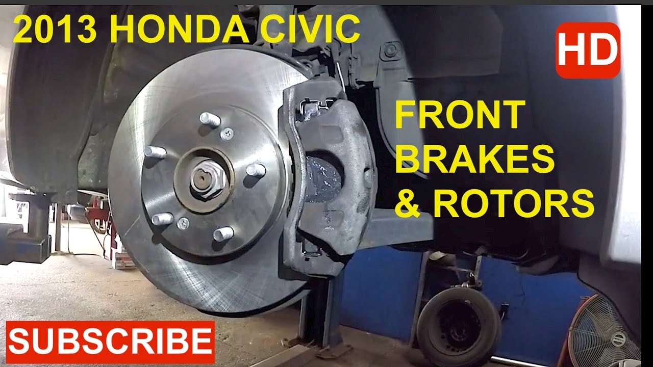 How to replace front brake pads & rotors on 2013 honda civic - YouTube
