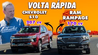 NOVA CHEVROLET S10 E RAM RAMPAGE NA VOLTA RÁPIDA! Rubinho acelera as picapes TURBODIESEL na pista!
