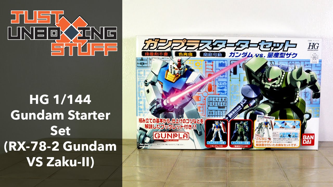 Hg High Grade 1 144 Gundam Starter Set Gunpla Just Unboxing Stuff Youtube