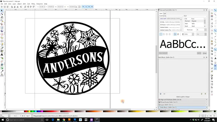 Adding and curving a name on Custom Christmas Ornaments using Inkscape
