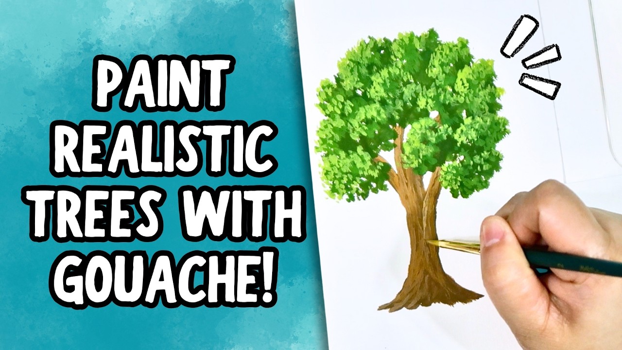 Gouache Tree Tutorial 5 Easy Trees to Paint with Gouache | Step-by-Step Tutorial for ...