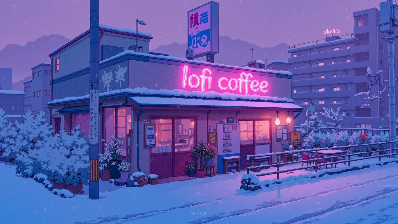 You’ll Feel Calm Here ❄️ Snowy Lofi Coffee Shop at Night for Focus, Relax & Deep Sleep.