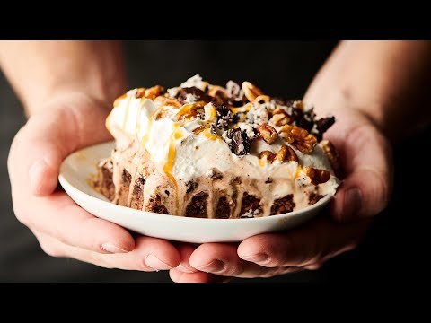 Caramel Fudge Brownie Ice Cream Cake