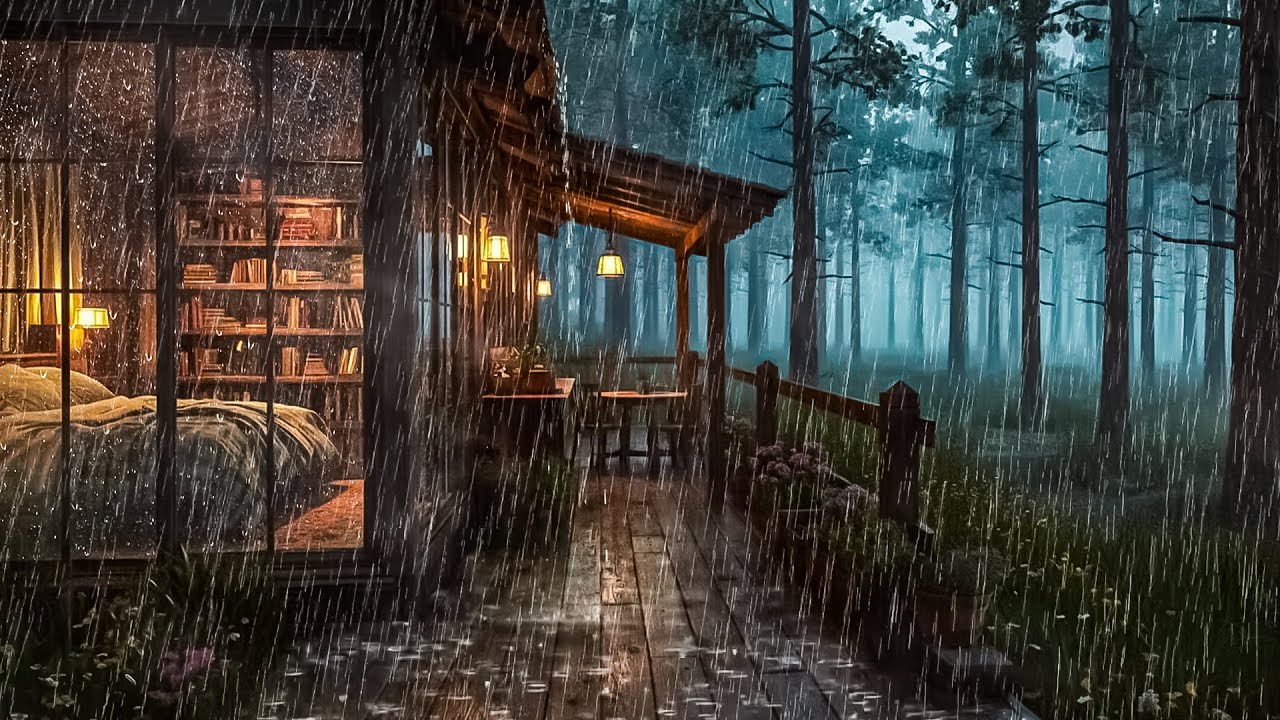 Rainy Forest Cabin | Soft Light, Gentle Rain & Calm Ambience for Deep ...