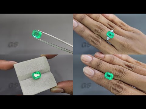 Émeraude verte intense de 4,32 carats, taille octogonale, Colombie Video  № 1