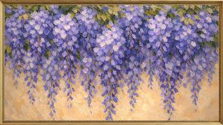 Cascading Wisteria Oil Painting | Vintage Floral Art | 4K Frame TV Art | Cottagecore Screensaver screenshot 1