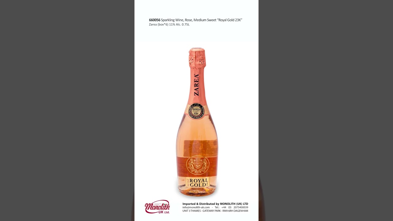 660056 - Sparkling Wine, Rose, Medium Sweet "Royal Gold 23K", Zarea (box*6)11% Alc.0.75L 