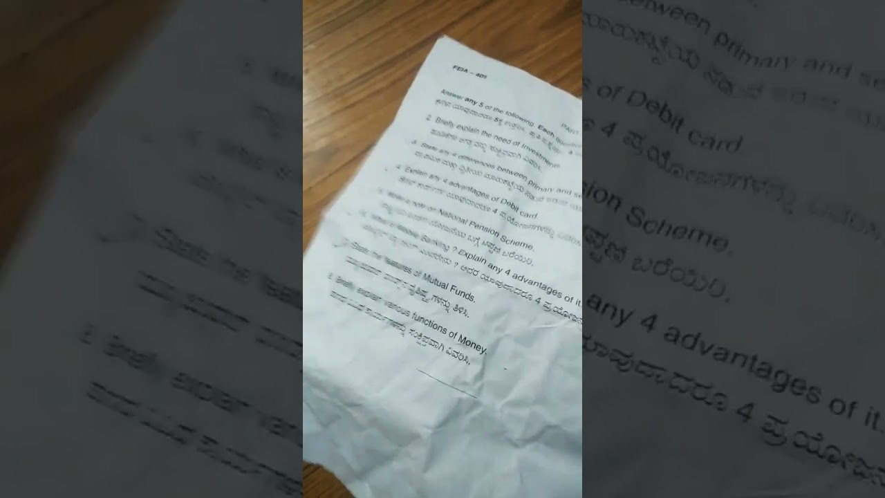 financial education and investment awareness 4th sem question paper (NEP) banglore North university