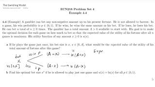 Example 4.4 Gambling Model: Part 1: One Game