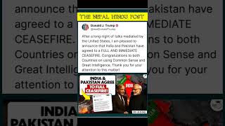 President Donalt J. Trump Immediate ceasefire between India and Pakistan #breakingnews #topnews