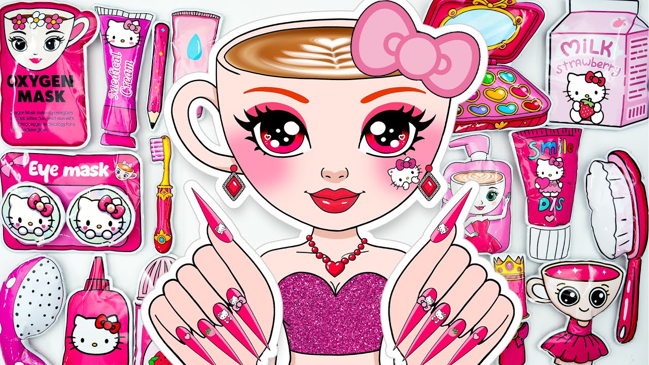 💖Paper DIY💖ITALIAN BRAINROT Ballerina Cappuccina Hello Kitty Skincare Makeup💄Unboxing ASMR